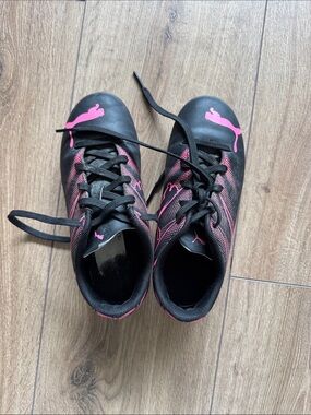 Puma Black Cleats with Pink Accents
